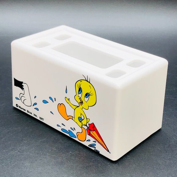 Vintage 1987 Looney Tunes TWEETY Bird Toothbrush Paste Holder - Retro Bathroom - Picture 3 of 10